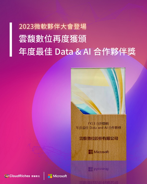 賀！雲馥數位再度榮獲微軟年度最佳Data And AI合作夥伴獎